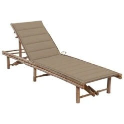 Chaise Longue De Jardin Avec Coussin Bambou 4