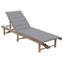 Chaise Longue De Jardin Avec Coussin Bambou 2