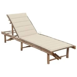 Chaise Longue De Jardin Avec Coussin Bambou 3