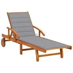 Chaise Longue De Jardin Avec Coussin Bois D'acacia Solide 26