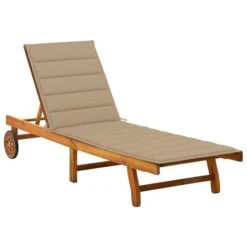 Chaise Longue De Jardin Avec Coussin Bois D'acacia Solide 37