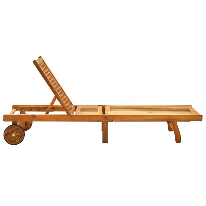 Chaise Longue De Jardin Avec Coussin Bois D'acacia Solide 37 – Image 5