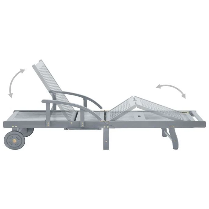 Chaise Longue De Jardin Avec Coussin Bois D'acacia Solide 34 – Image 11