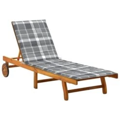 Chaise Longue De Jardin Avec Coussin Bois D'acacia Solide 60