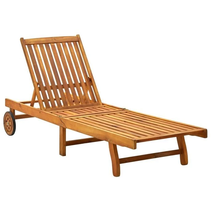 Chaise Longue De Jardin Avec Coussin Bois D'acacia Solide 60 – Image 2