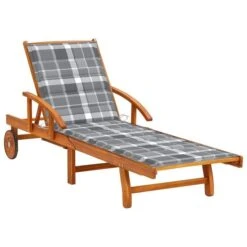 Chaise Longue De Jardin Avec Coussin Bois D'acacia Solide 56