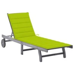 Chaise Longue De Jardin Avec Coussin Gris Bois D'acacia Solide 14