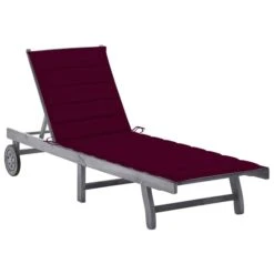 Chaise Longue De Jardin Avec Coussin Gris Bois D'acacia Solide 7