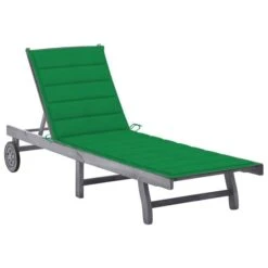Chaise Longue De Jardin Avec Coussin Gris Bois D'acacia Solide 12