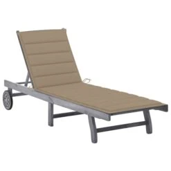 Chaise Longue De Jardin Avec Coussin Gris Bois D'acacia Solide 10