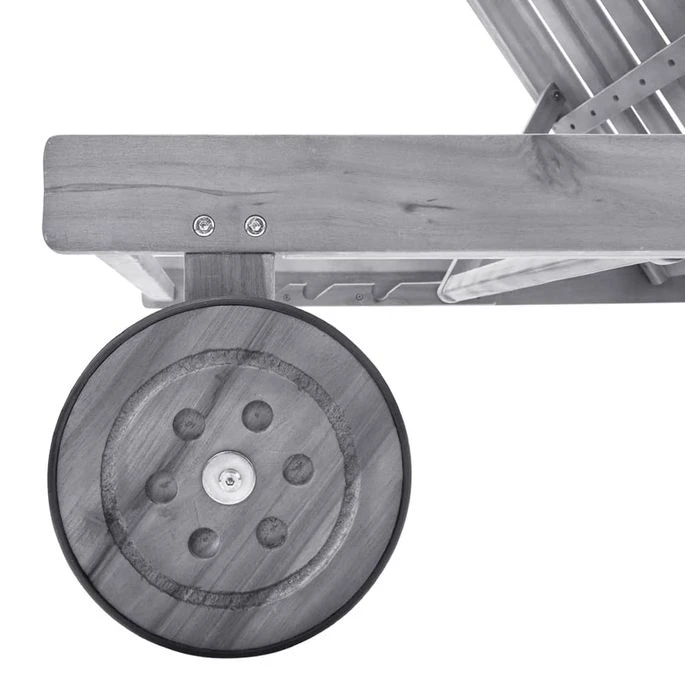 Chaise Longue De Jardin Avec Coussin Gris Bois D'acacia Solide 2 – Image 4