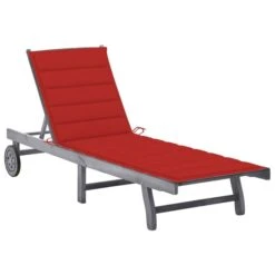 Chaise Longue De Jardin Avec Coussin Gris Bois D'acacia Solide 4