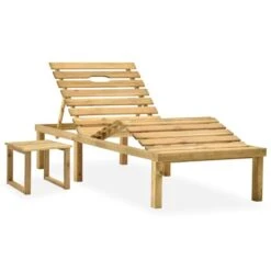 Chaise Longue De Jardin Avec Table Bois De Pin Imprégné 2
