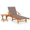Chaise Longue De Jardin Avec Table Et Coussin Bois D'acacia 10