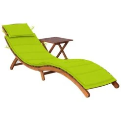Chaise Longue De Jardin Avec Table Et Coussin Bois D'acacia 6