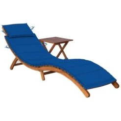 Chaise Longue De Jardin Avec Table Et Coussin Bois D'acacia 22