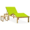 Chaise Longue De Jardin Avec Table Et Coussin Pin Imprégné 17