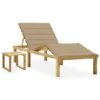 Chaise Longue De Jardin Avec Table Et Coussin Pin Imprégné 13