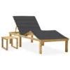 Chaise Longue De Jardin Avec Table Et Coussin Pin Imprégné 10