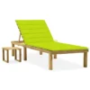 Chaise Longue De Jardin Avec Table Et Coussin Pin Imprégné 9