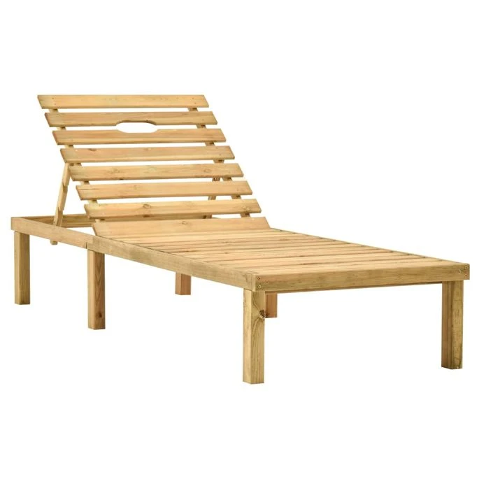 Chaise Longue De Jardin Avec Table Et Coussin Pin Imprégné 9 – Image 3