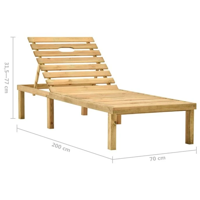 Chaise Longue De Jardin Avec Table Et Coussin Pin Imprégné 9 – Image 10