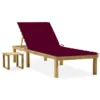 Chaise Longue De Jardin Avec Table Et Coussin Pin Imprégné 8