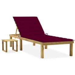 Chaise Longue De Jardin Avec Table Et Coussin Pin Imprégné 8