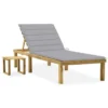 Chaise Longue De Jardin Avec Table Et Coussin Pin Imprégné 4
