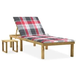 Chaise Longue De Jardin Avec Table Et Coussin Pin Imprégné 52