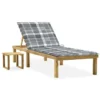 Chaise Longue De Jardin Avec Table Et Coussin Pin Imprégné 53
