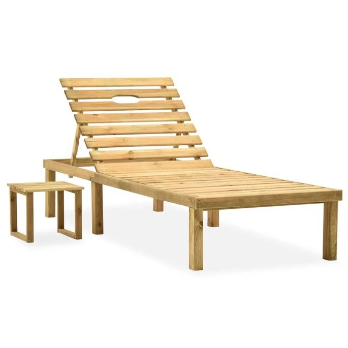 Chaise Longue De Jardin Avec Table Et Coussin Pin Imprégné 53 – Image 2