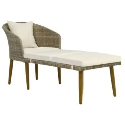 Chaise Longue De Jardin Gris/beige Résine Tressée