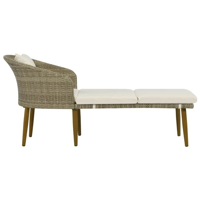 Chaise Longue De Jardin Gris/beige Résine Tressée – Image 2