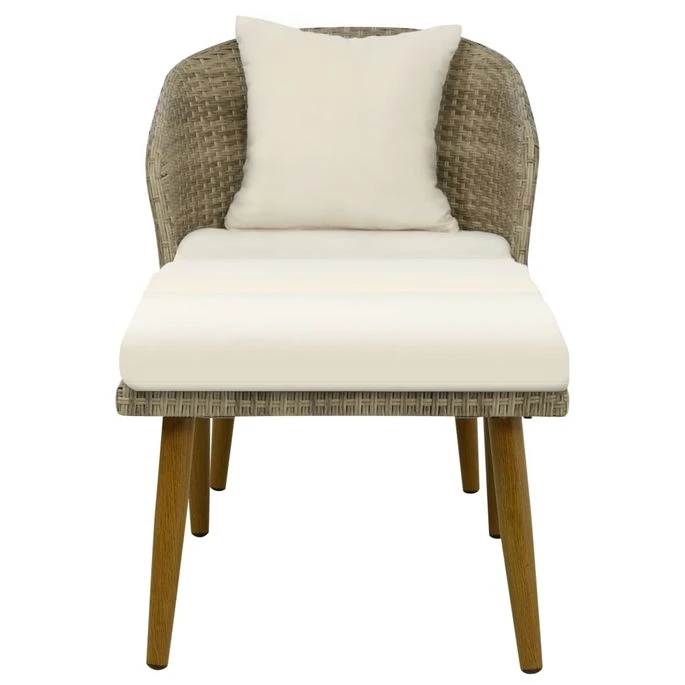 Chaise Longue De Jardin Gris/beige Résine Tressée – Image 4