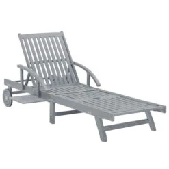 Chaise Longue De Jardin Gris Bois D'acacia Solide