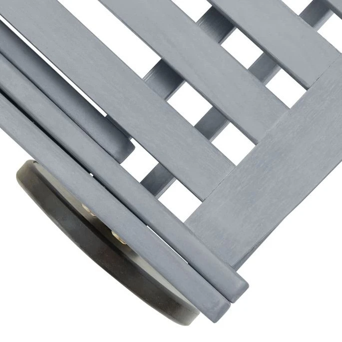 Chaise Longue De Jardin Gris Bois D'acacia Solide – Image 7