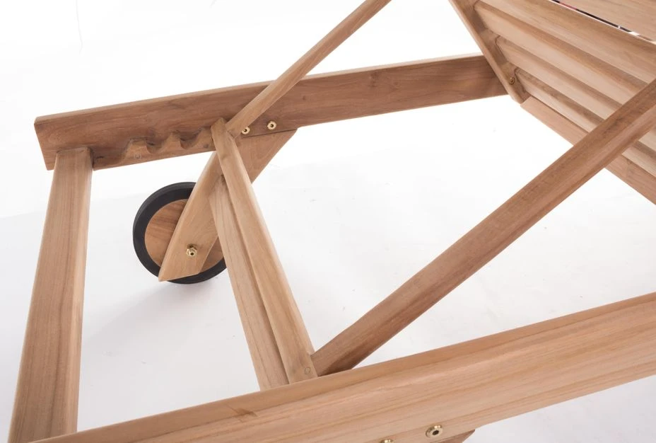 Chaise Longue De Jardin Inclinable En Bois Teck Naturel Marina – Image 3