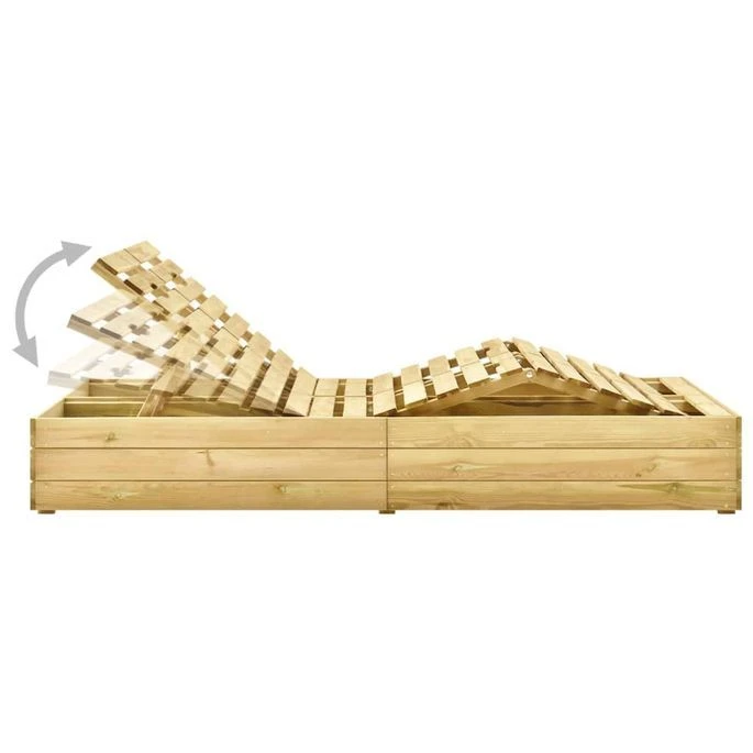 Chaise Longue Double Et Coussins Bleu Bois De Pin Imprégné – Image 3