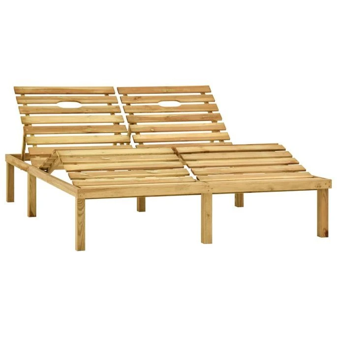 Chaise Longue Double Et Coussins Bleu Pin Imprégné – Image 2