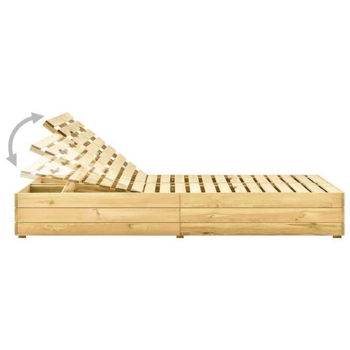 Chaise Longue Double Et Coussins Bordeaux Bois De Pin Imprégné 4 – Image 3