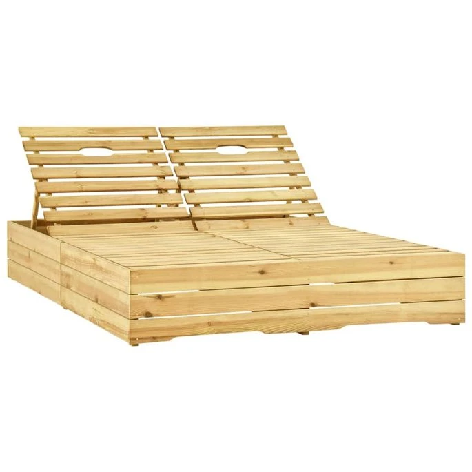 Chaise Longue Double Et Coussins Crème Bois De Pin Imprégné 3 – Image 2