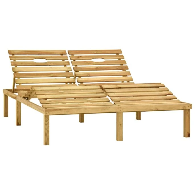 Chaise Longue Double Et Coussins Noir Pin Imprégné – Image 2