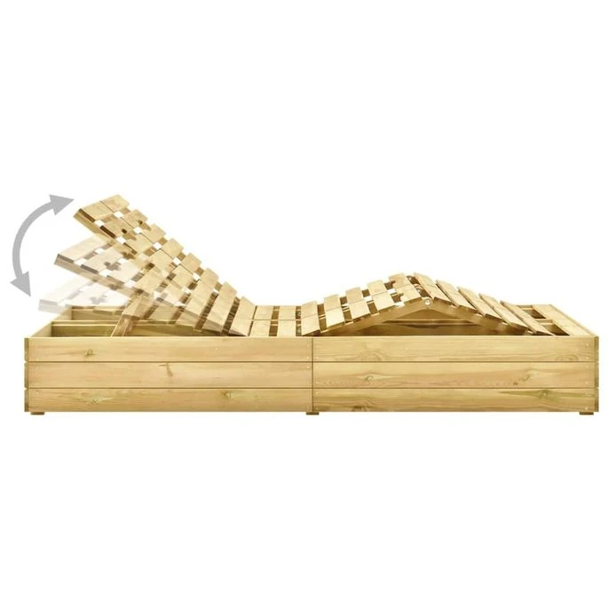 Chaise Longue Double Et Coussins Vert Bois De Pin Imprégné 3 – Image 3