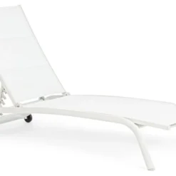 Chaise Longue En Aluminium Avec Roues Blanc Chloé - Lot De 4