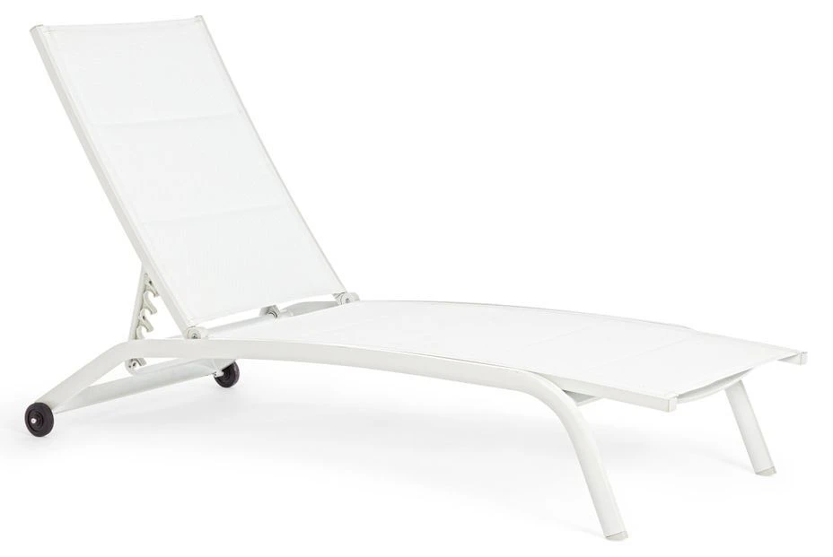 Chaise Longue En Aluminium Avec Roues Blanc Chloé - Lot De 4