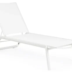 Chaise Longue En Aluminium Blanc Avec Roues Cadia - Lot De 4