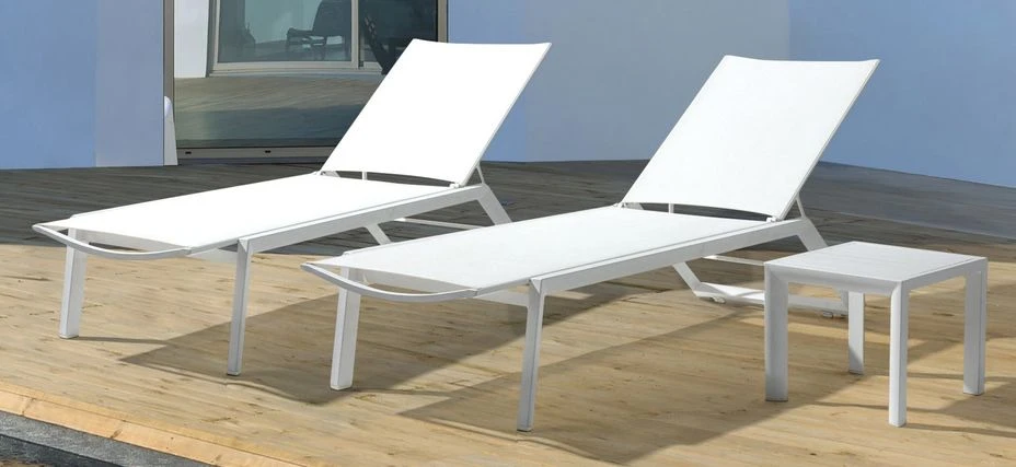 Chaise Longue En Aluminium Blanc Avec Roues Cadia - Lot De 4 – Image 2