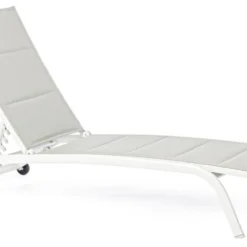 Chaise Longue En Aluminium Blanc Et Gris Chloé - Lot De 4