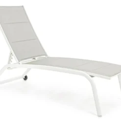 Chaise Longue En Aluminium Et Textylène Blanc Chloé - Lot De 4